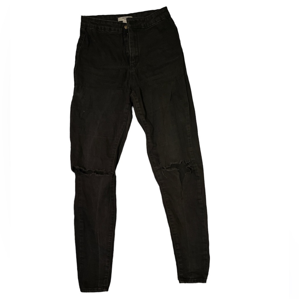 Forever 21 Distressed Black Denim Jeans Size 27